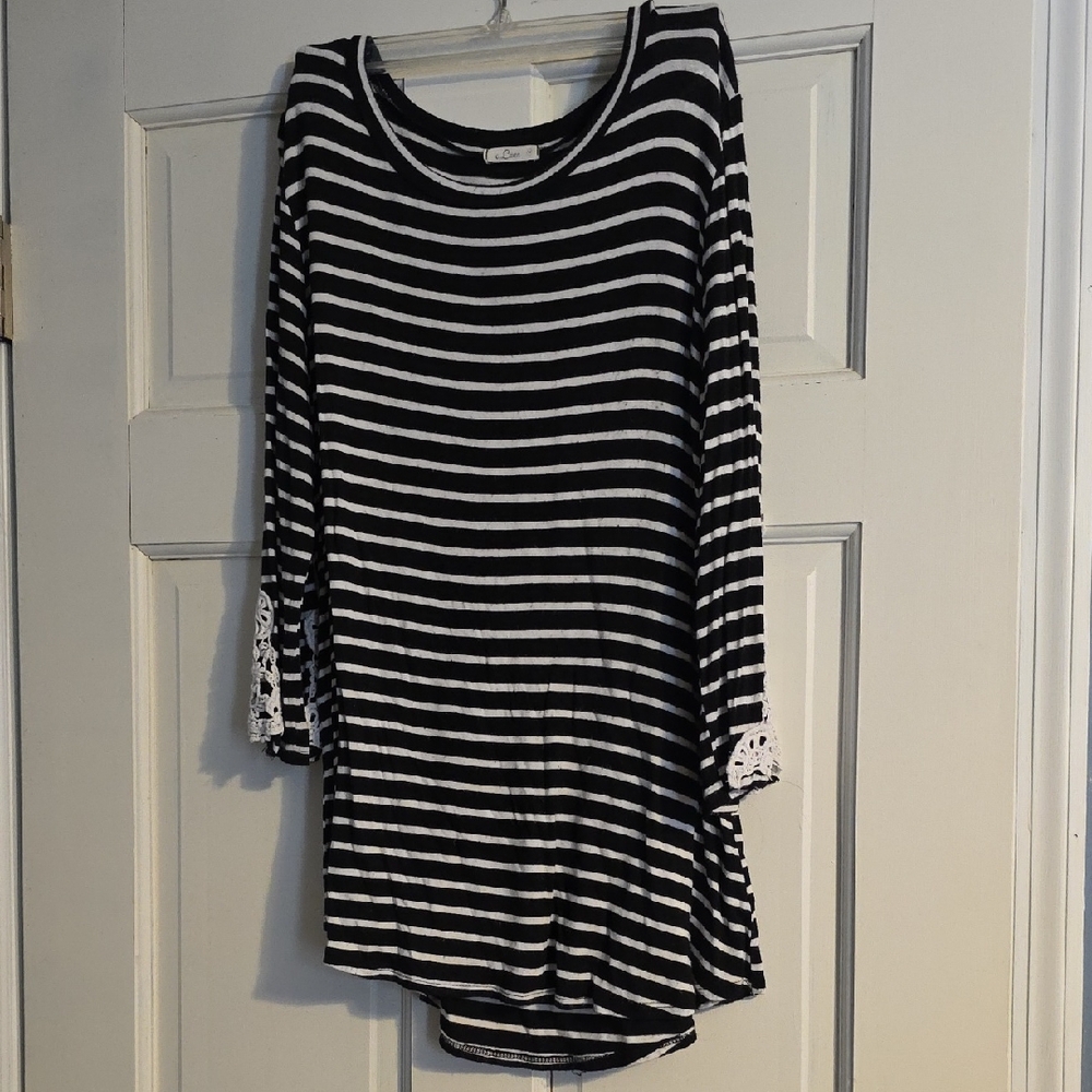 Striped Black and White Women's Blouse